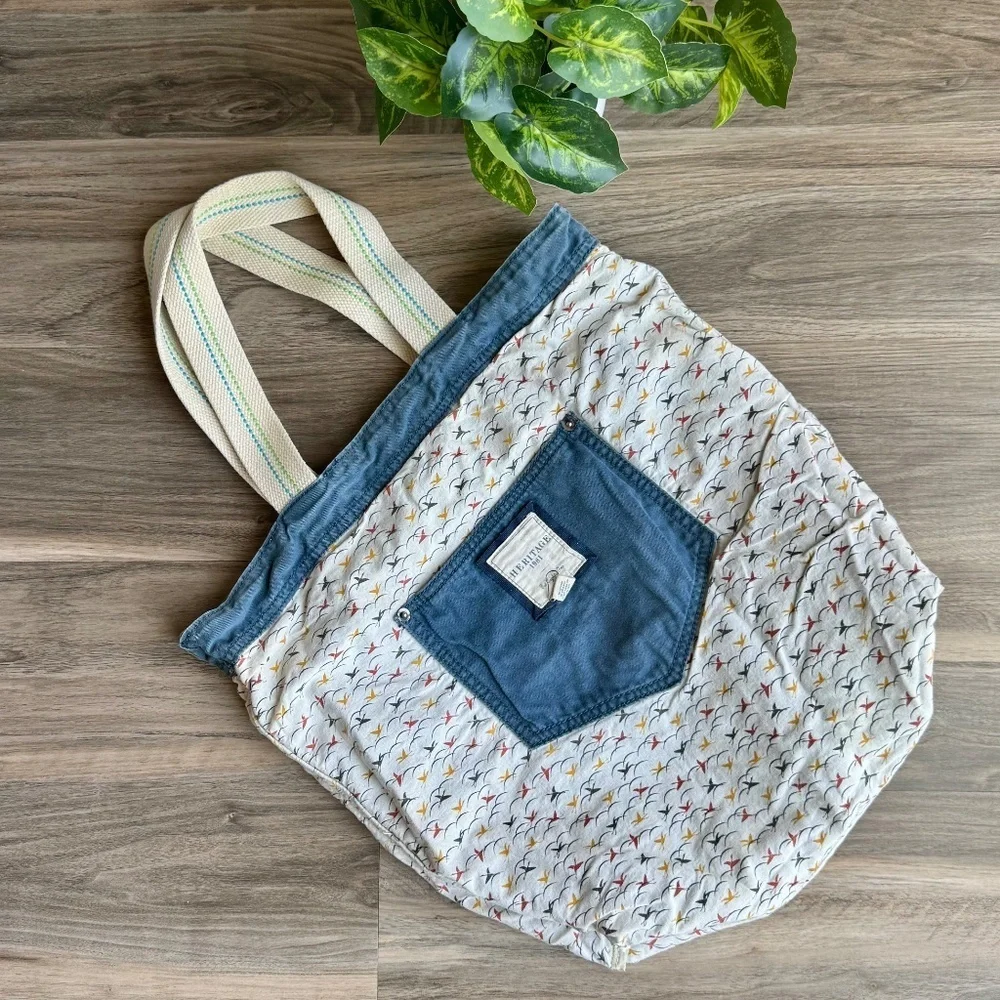 Heritage 1981 Blue Canvas Tote with Bird Patch - Vintage Bag‎